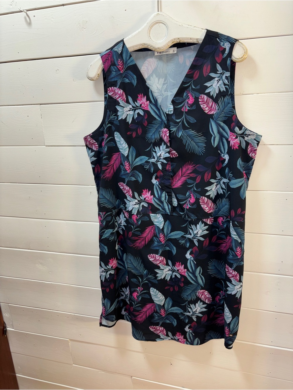 FIG Black Tropical Print Sleeveless Dress Size XL - Picture 3 of 10